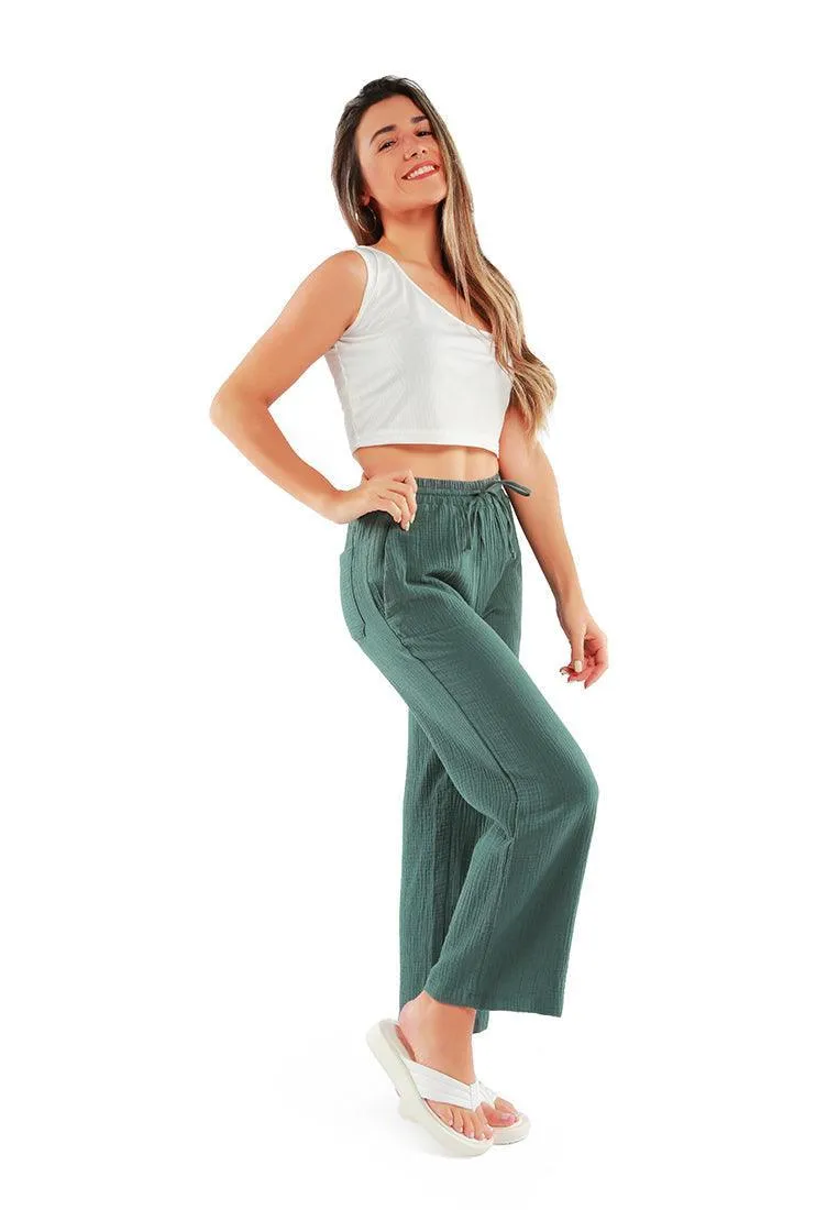 drawstring casual lounge wide pants