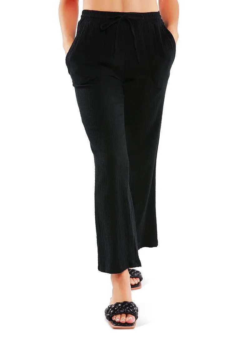 drawstring casual lounge wide pants