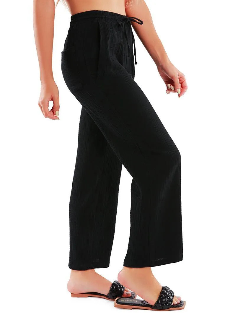 drawstring casual lounge wide pants