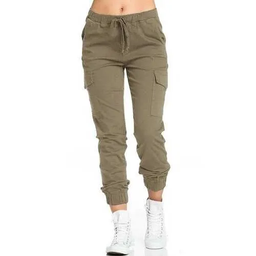 Drawstring Waist Solid Color Pants