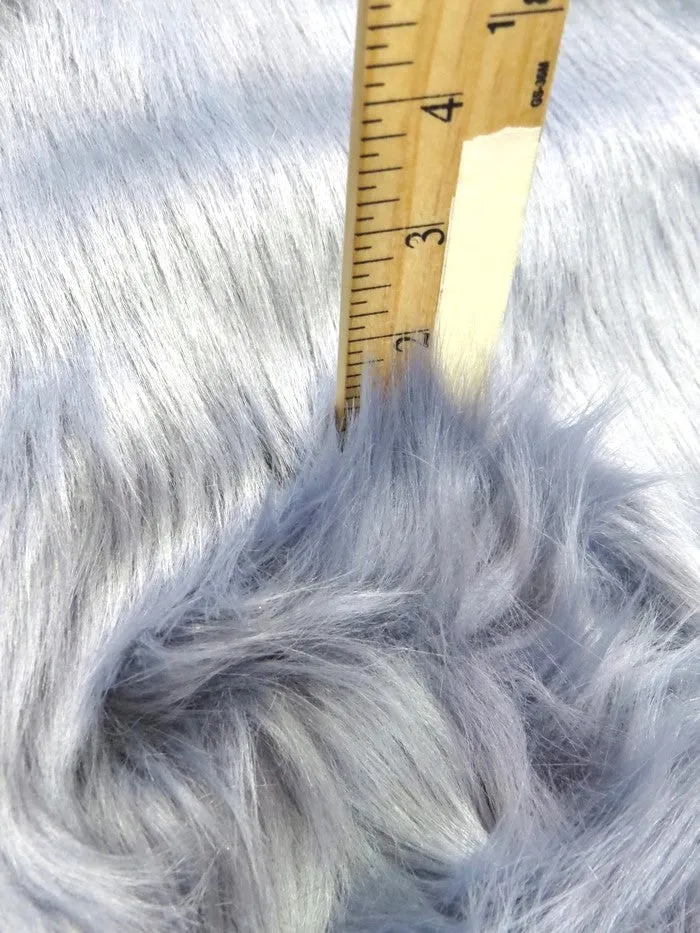 Dusty Blue Solid Shaggy Long Pile Faux Fur Fabric / Sold By The Yard