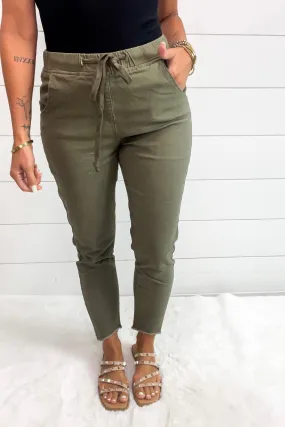 Easy Going Drawstring Pants - Olive