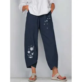 Floral Printed Elastic Waist Pants