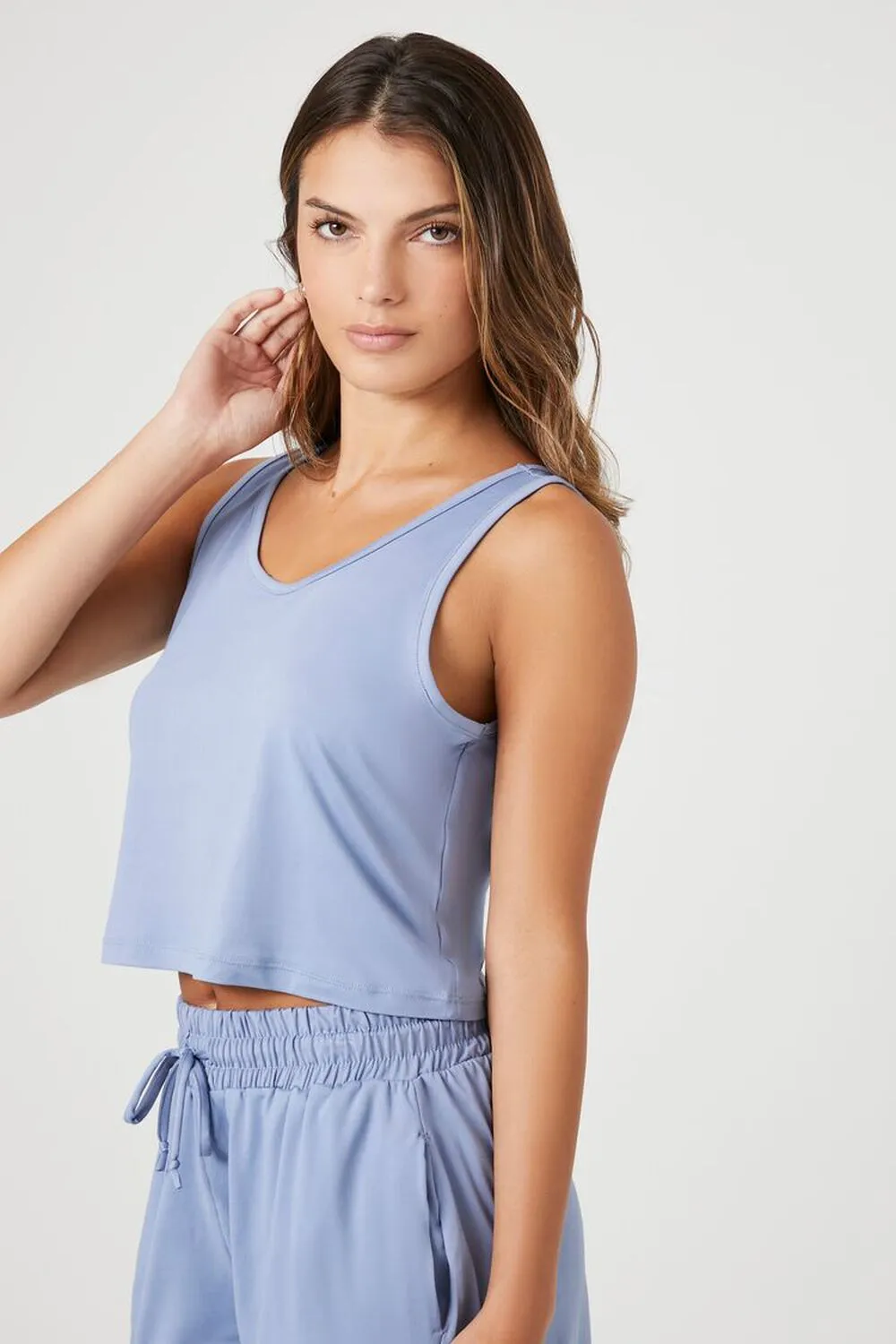 Forever 21 cropped pajama top, blue