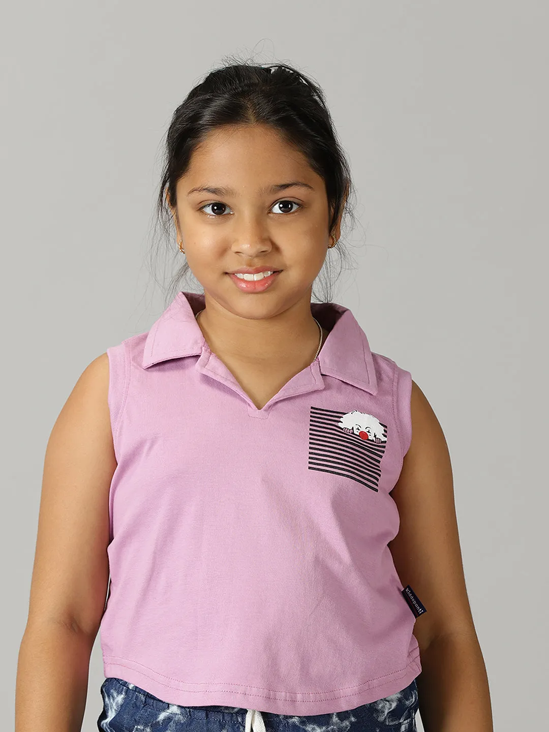 Girls Cropped Print Polo