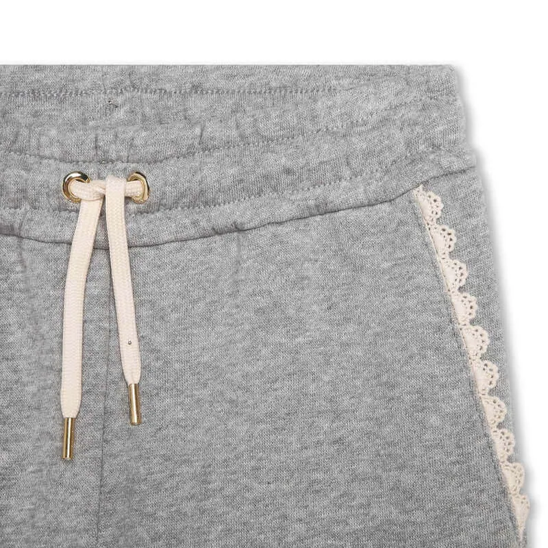 Girls Grey organic fleece Jogging Bottoms