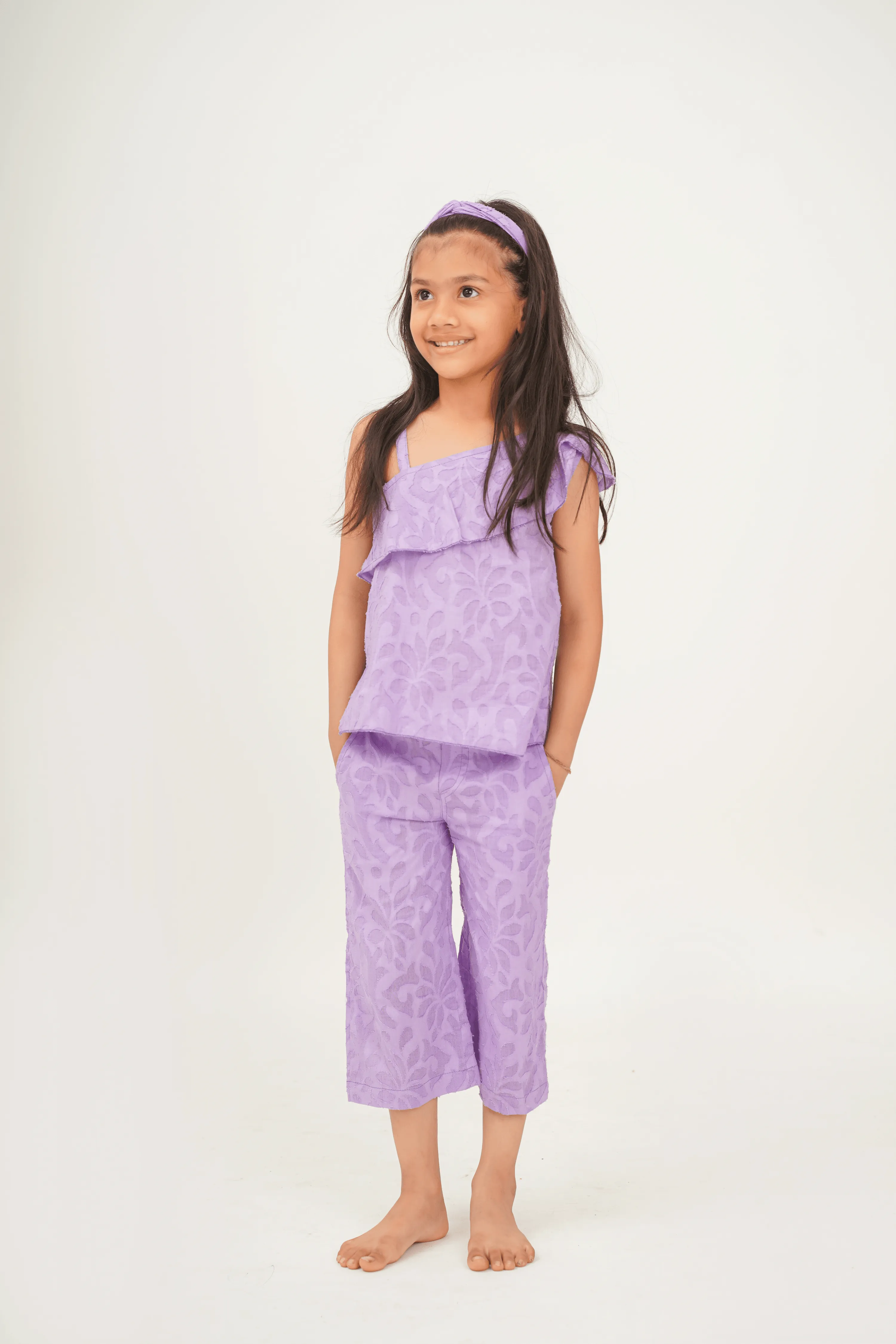 Girls Textured Cotton Set with free headband