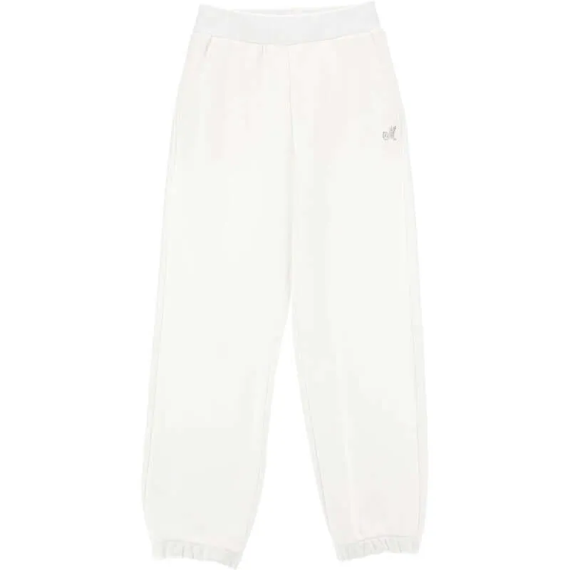 Girls White M Jogging Bottoms