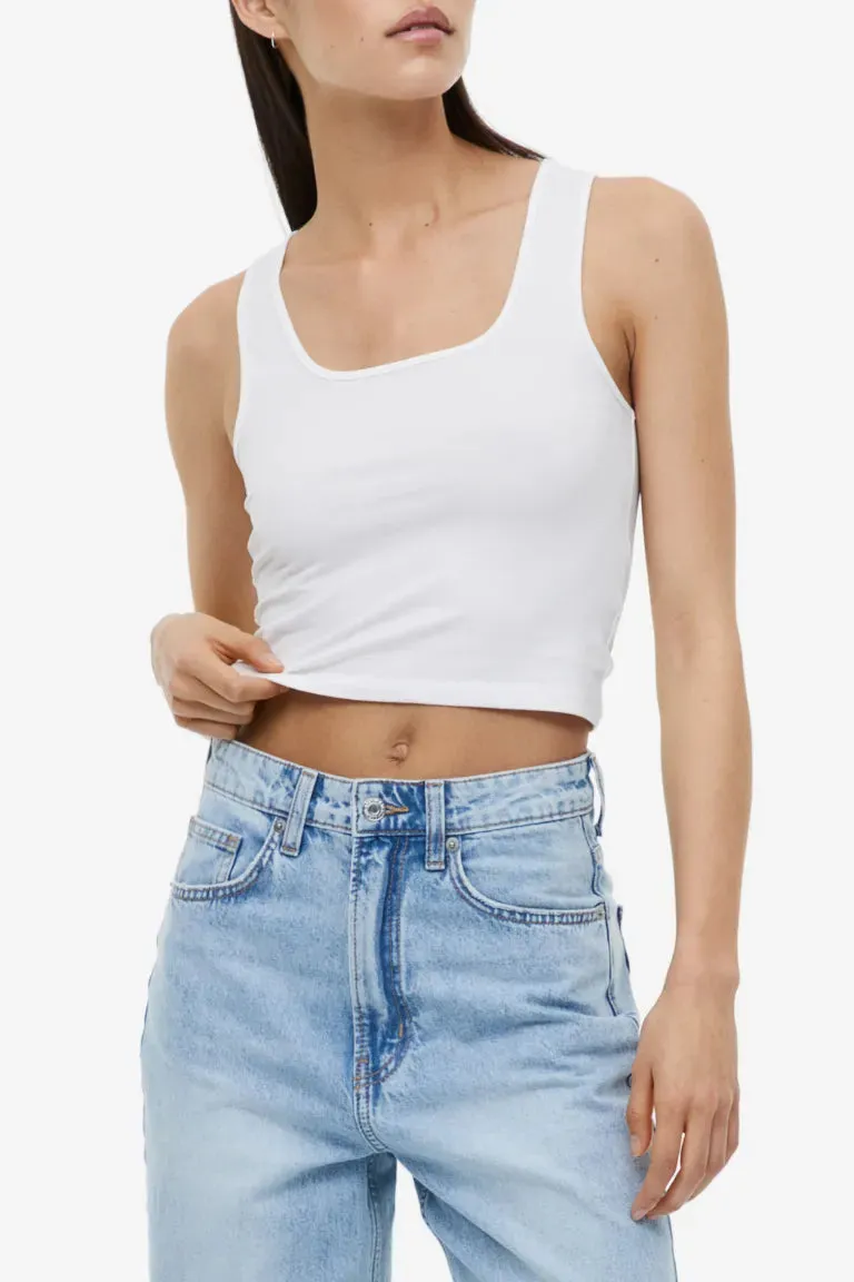 H&M cropped tank, white