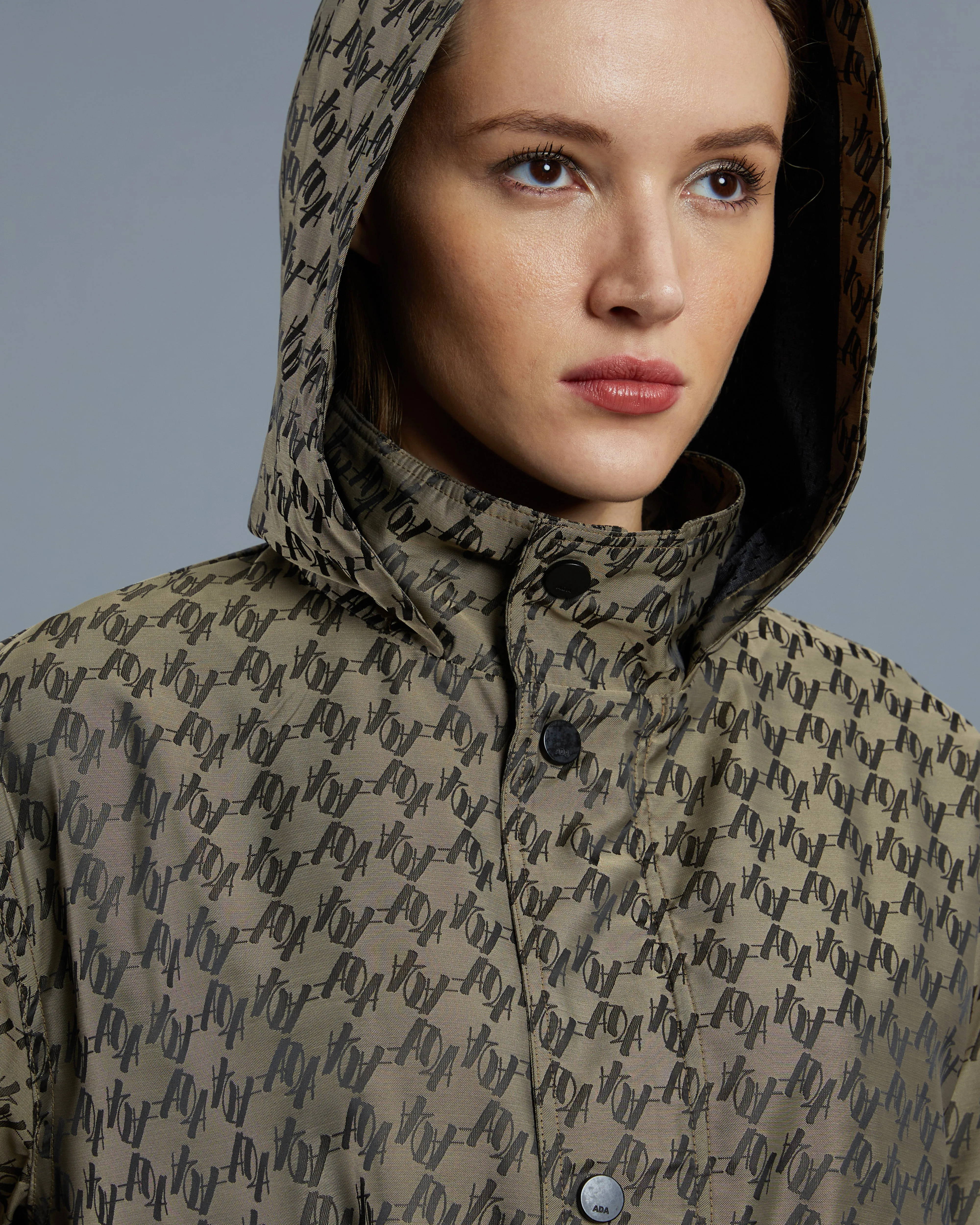 Hooded Brand Print Raincoat