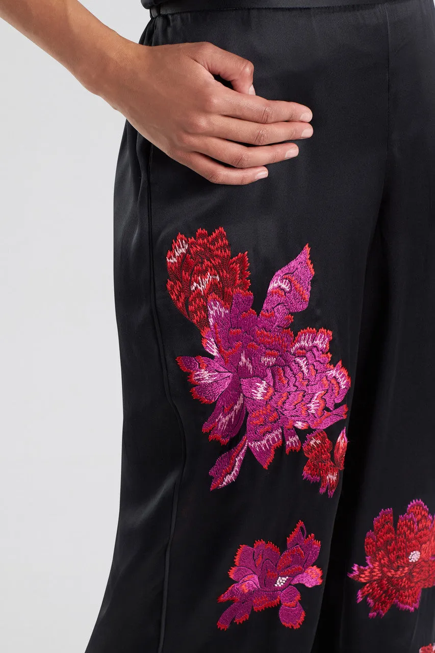 Imperial Embroidery Silk Pants