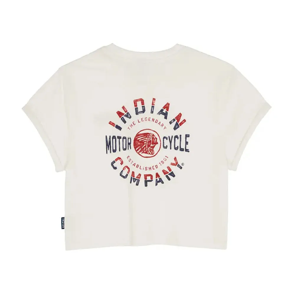 Indian Motorcycle Cropped Legendary Pocket T-Shirt White