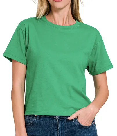 Just Relax Kelly Green Cotton Crew Neck Short Sleeve T-Shirt