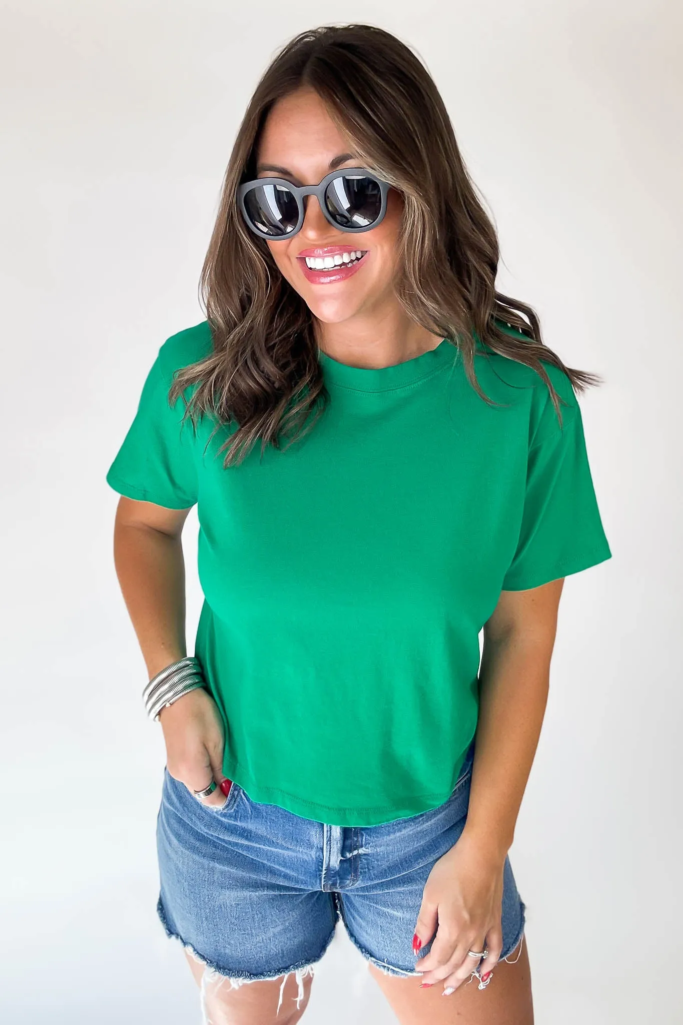 Just Relax Kelly Green Cotton Crew Neck Short Sleeve T-Shirt