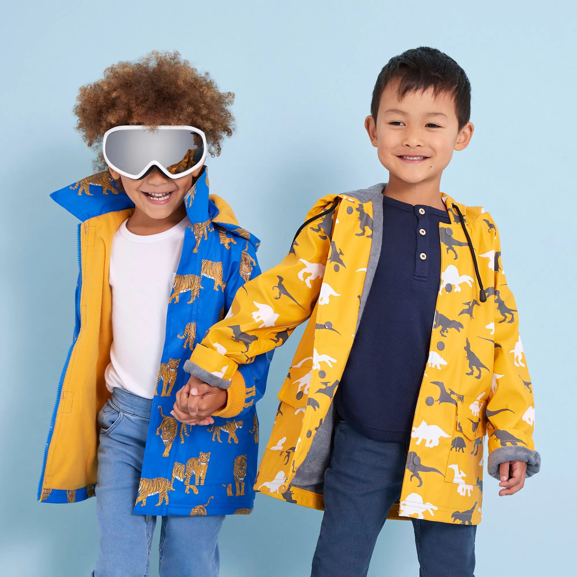 Korango Dino Colour Change Raincoat - Mustard