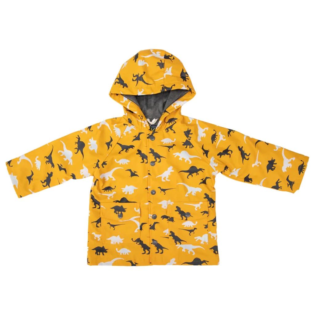 Korango Dino Colour Change Raincoat - Mustard