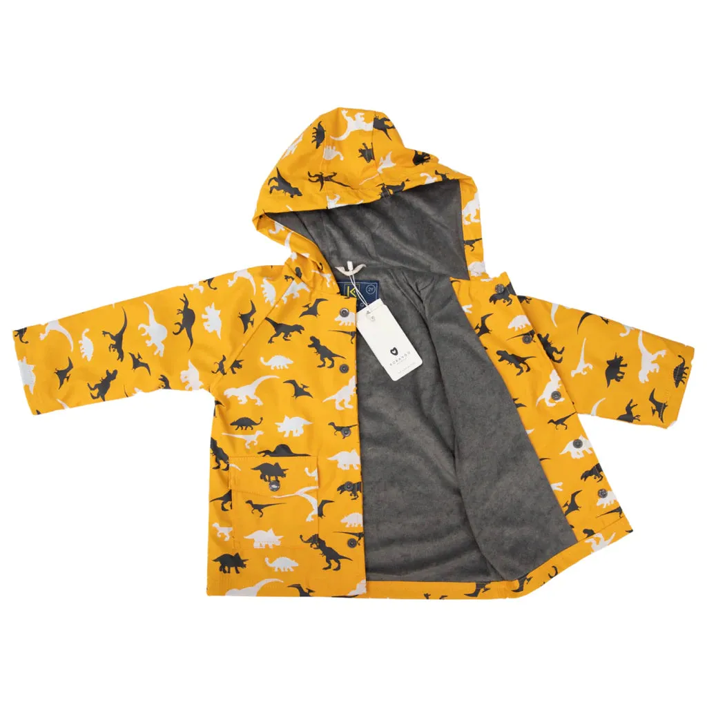 Korango Dino Colour Change Raincoat - Mustard