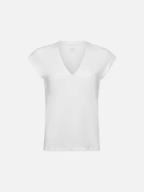 Le Mid Rise V Neck Tee -- Blanc