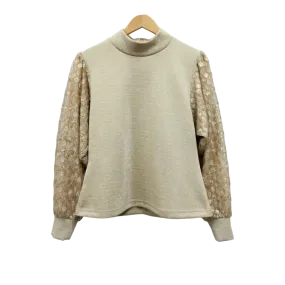 Light Golden Teardrop Mock Neck Top