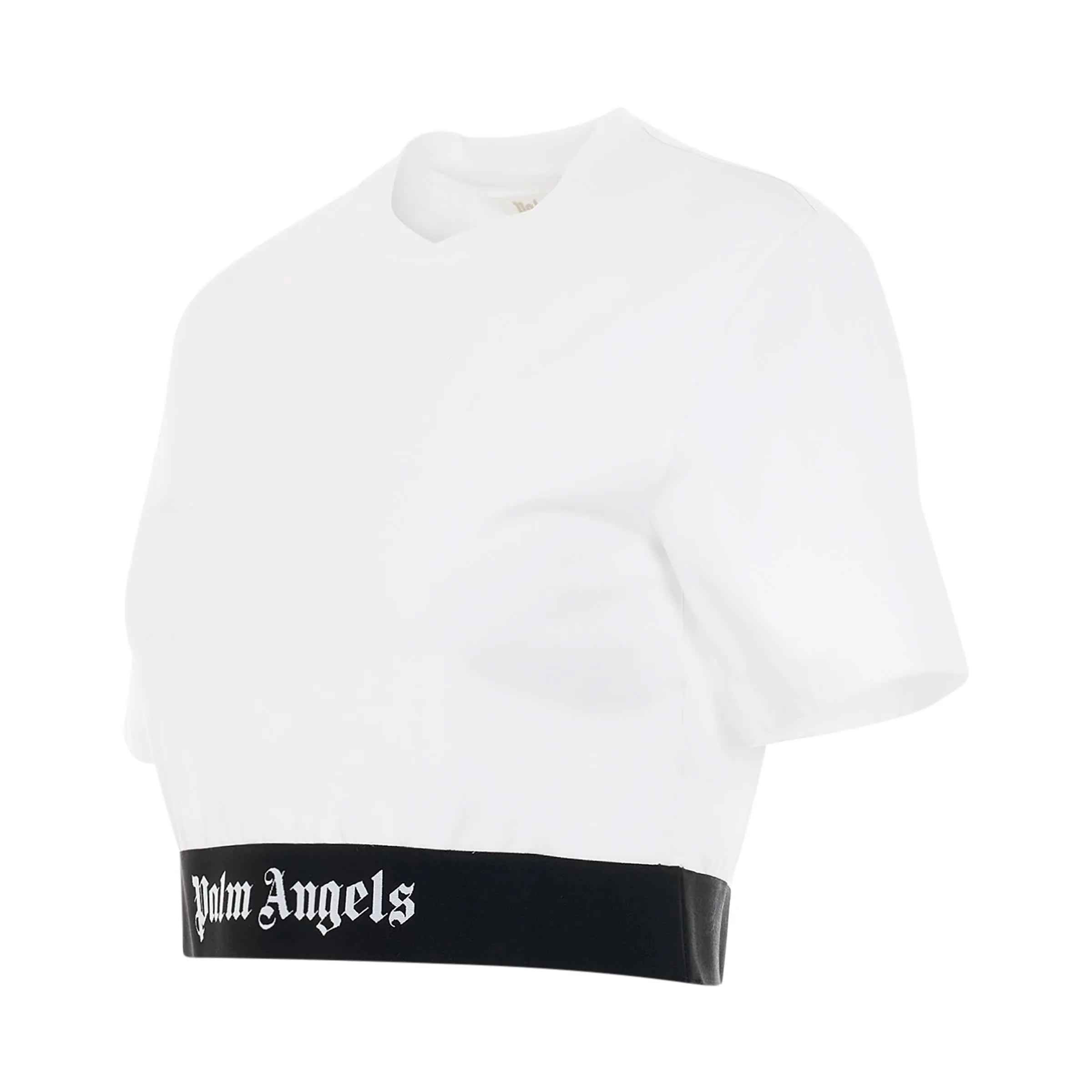 Logo Tape Cropped T-Shirt in White