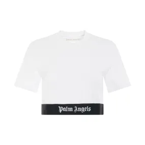 Logo Tape Cropped T-Shirt in White