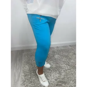 Lucie Crop Trousers in Turquoise