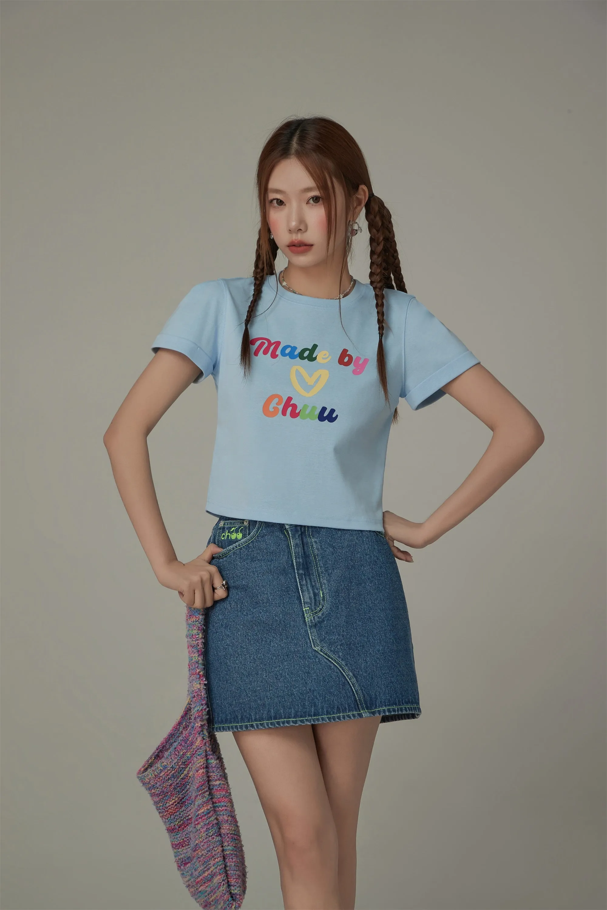 Made By Chuu Colorful Printed Cropped T-Shirt