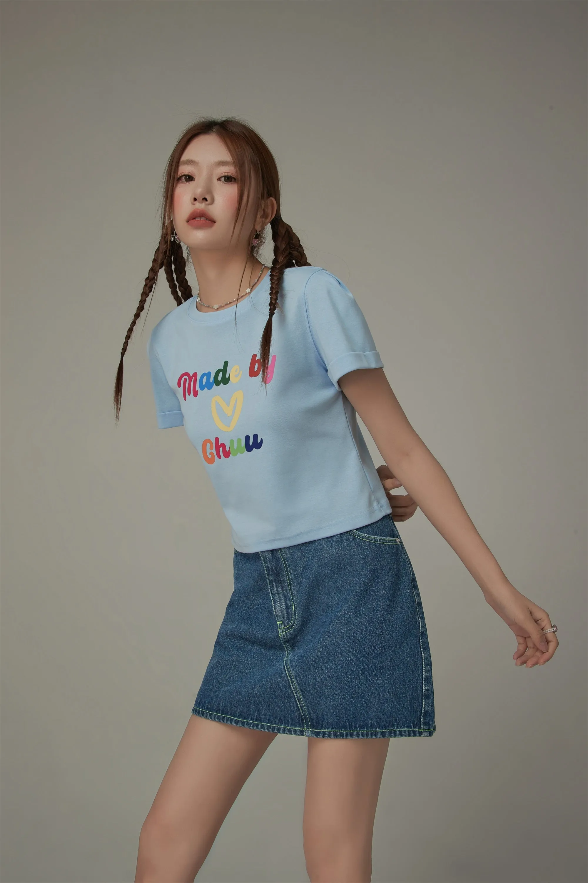 Made By Chuu Colorful Printed Cropped T-Shirt