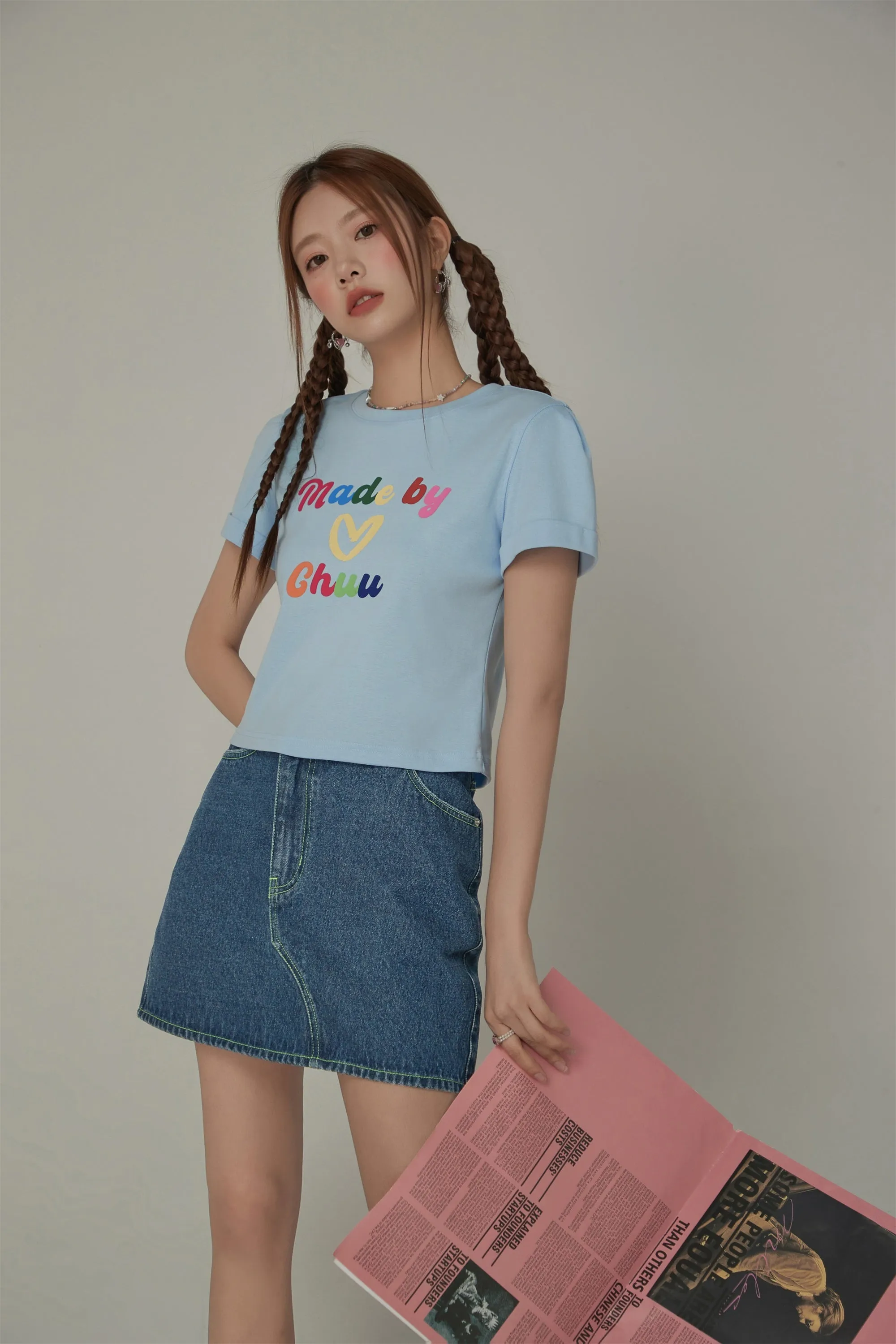 Made By Chuu Colorful Printed Cropped T-Shirt