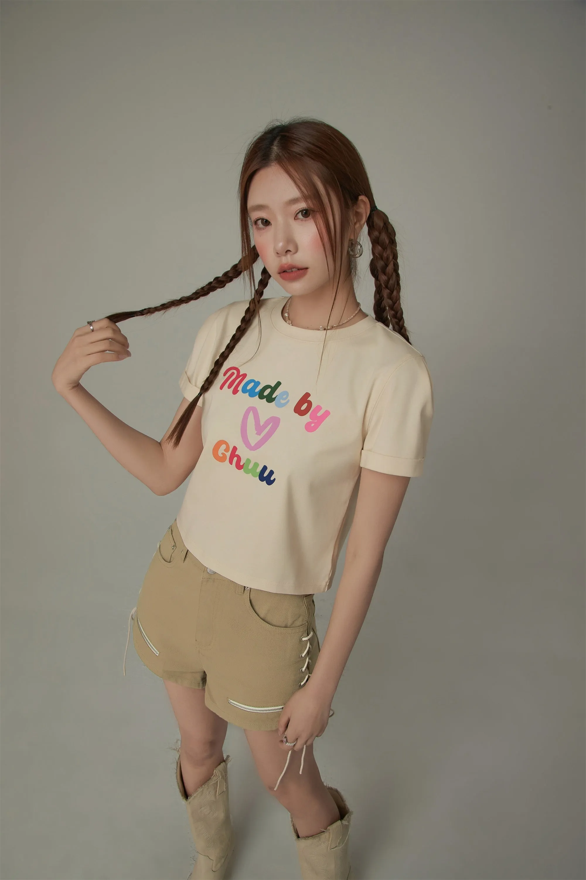 Made By Chuu Colorful Printed Cropped T-Shirt