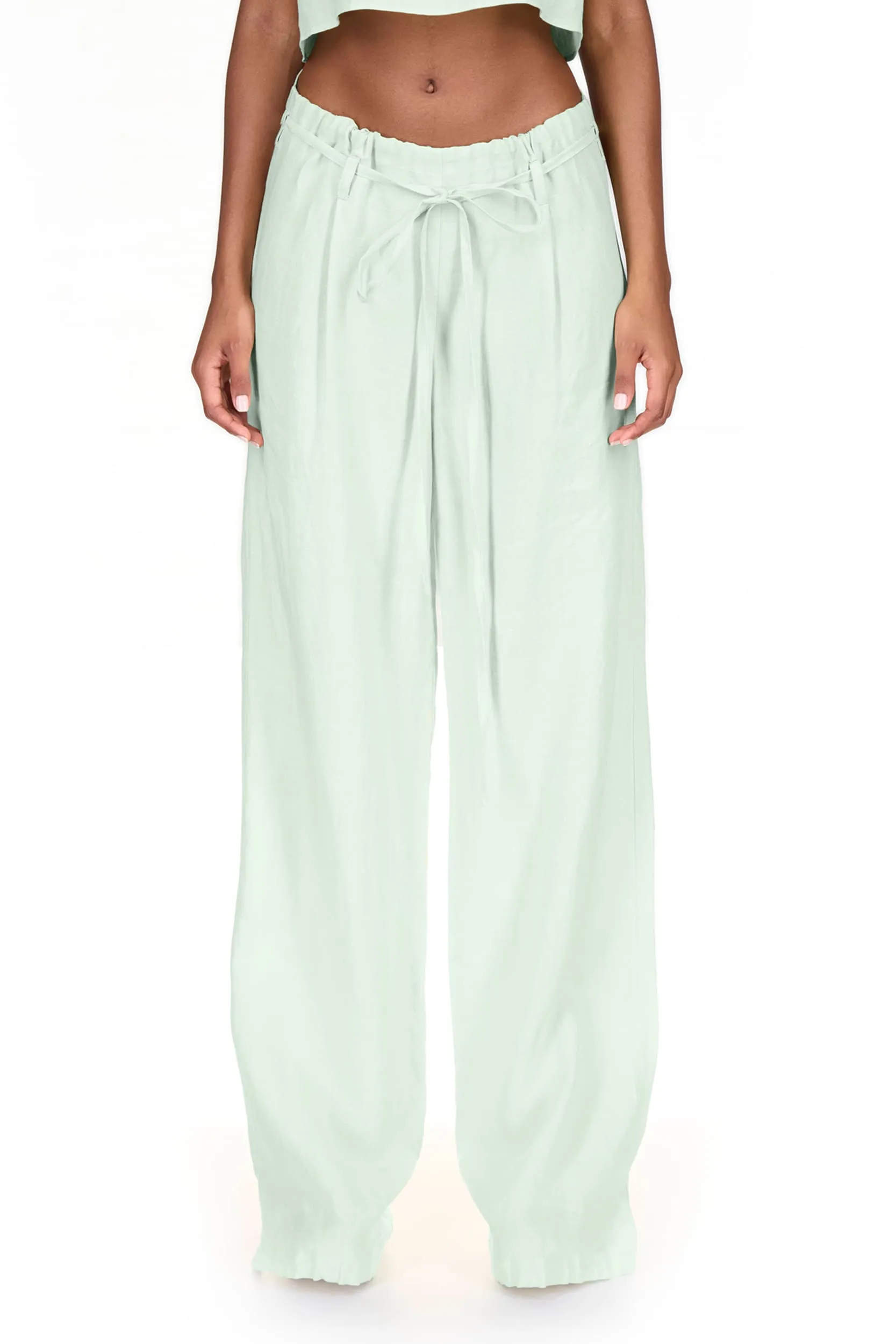 Matcha Wide Leg Drawstring Pants