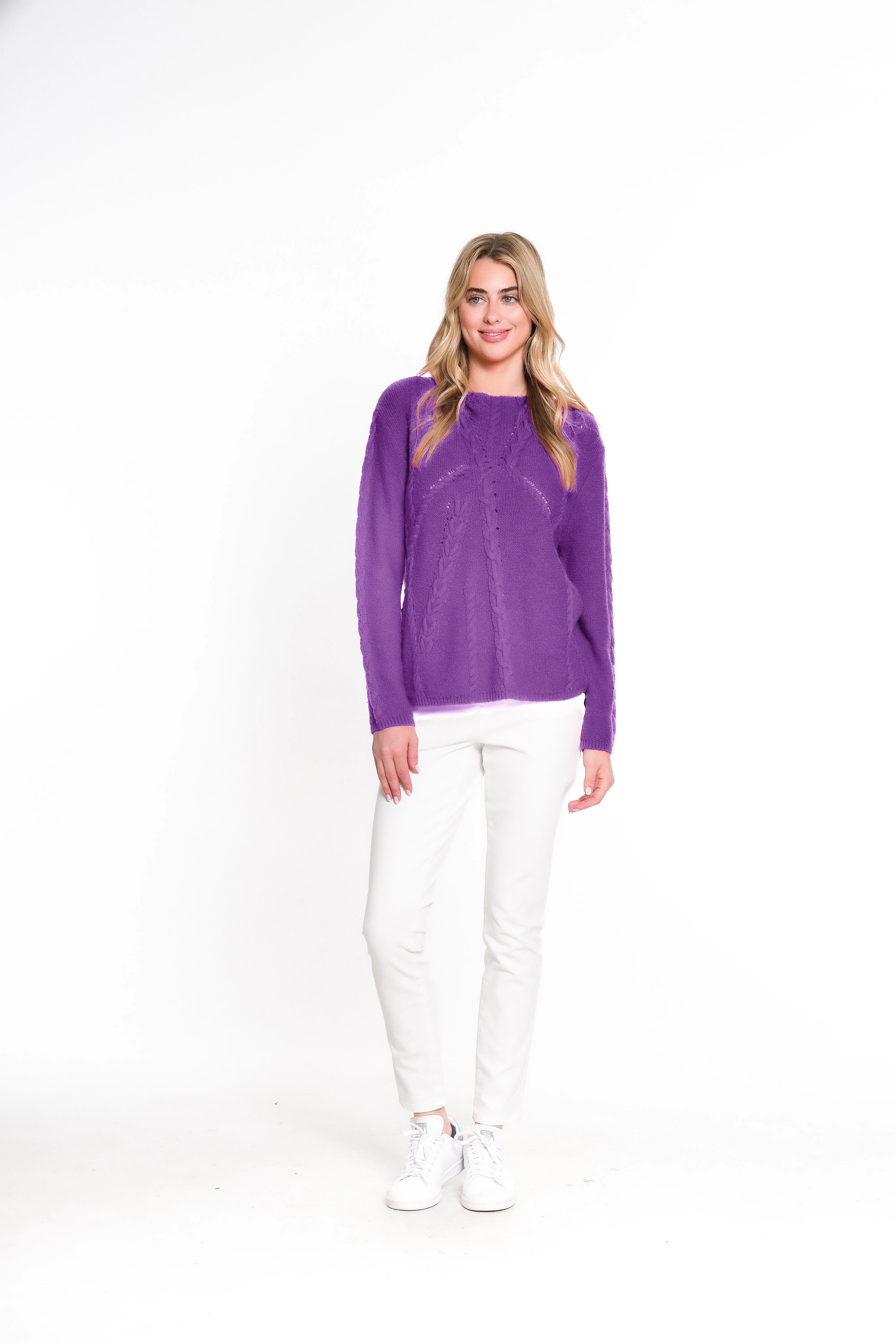 MOCK NECK SWEATER WITH LACING - Grape