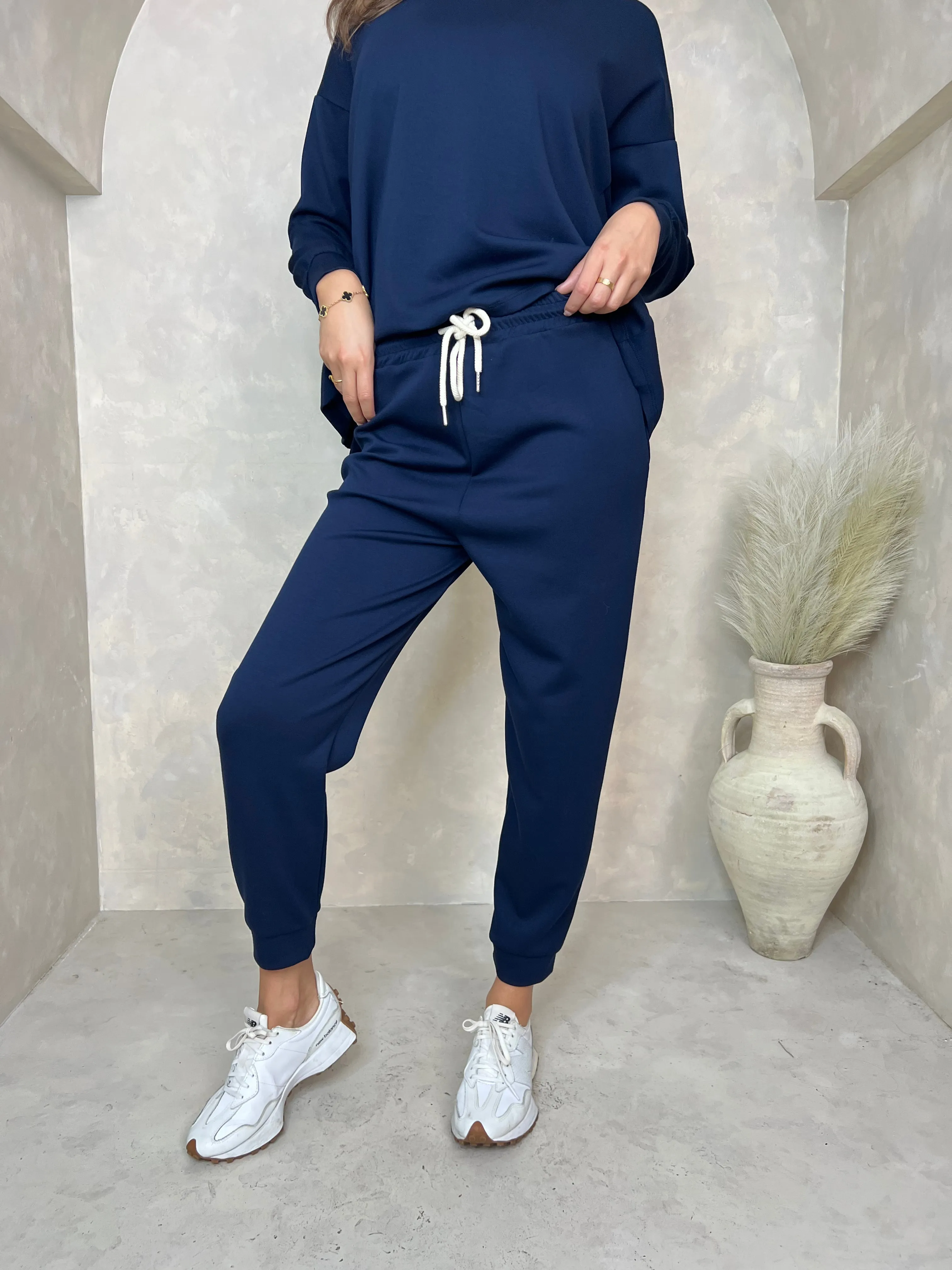 Navy Drawstring Jogging Bottoms