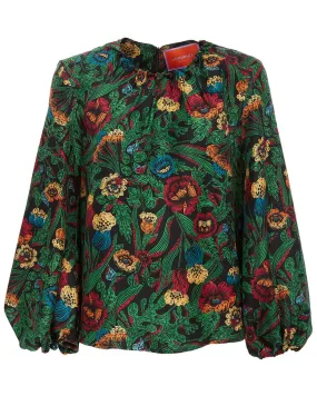 Night Garden Charming Top in Silk Twill