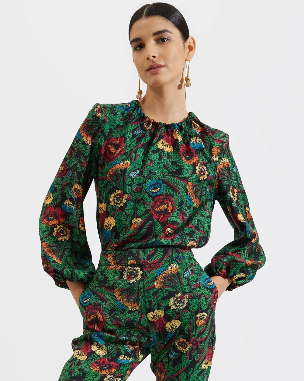 Night Garden Charming Top in Silk Twill