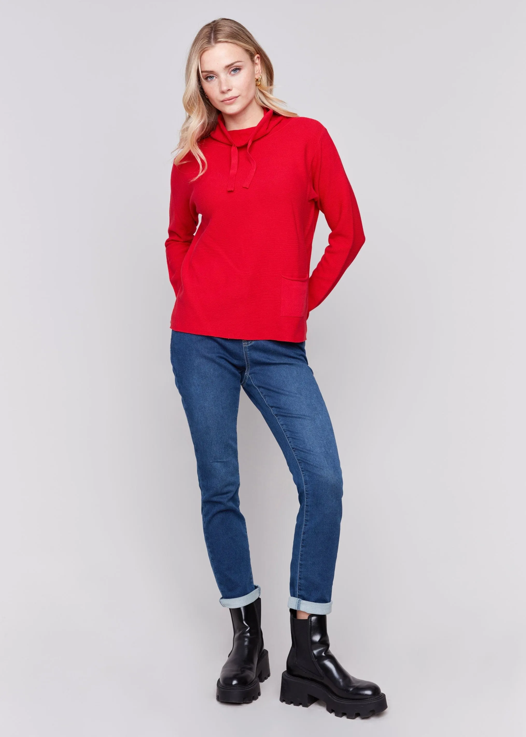 Ottoman Stitch Mock Neck Sweater