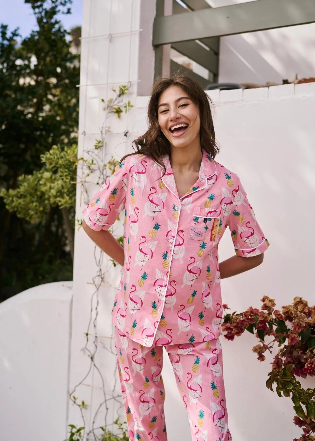 Pink Flamingo Short Sleeve Pyjama Set