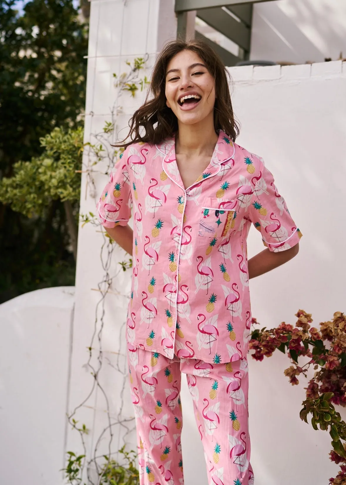 Pink Flamingo Short Sleeve Pyjama Set