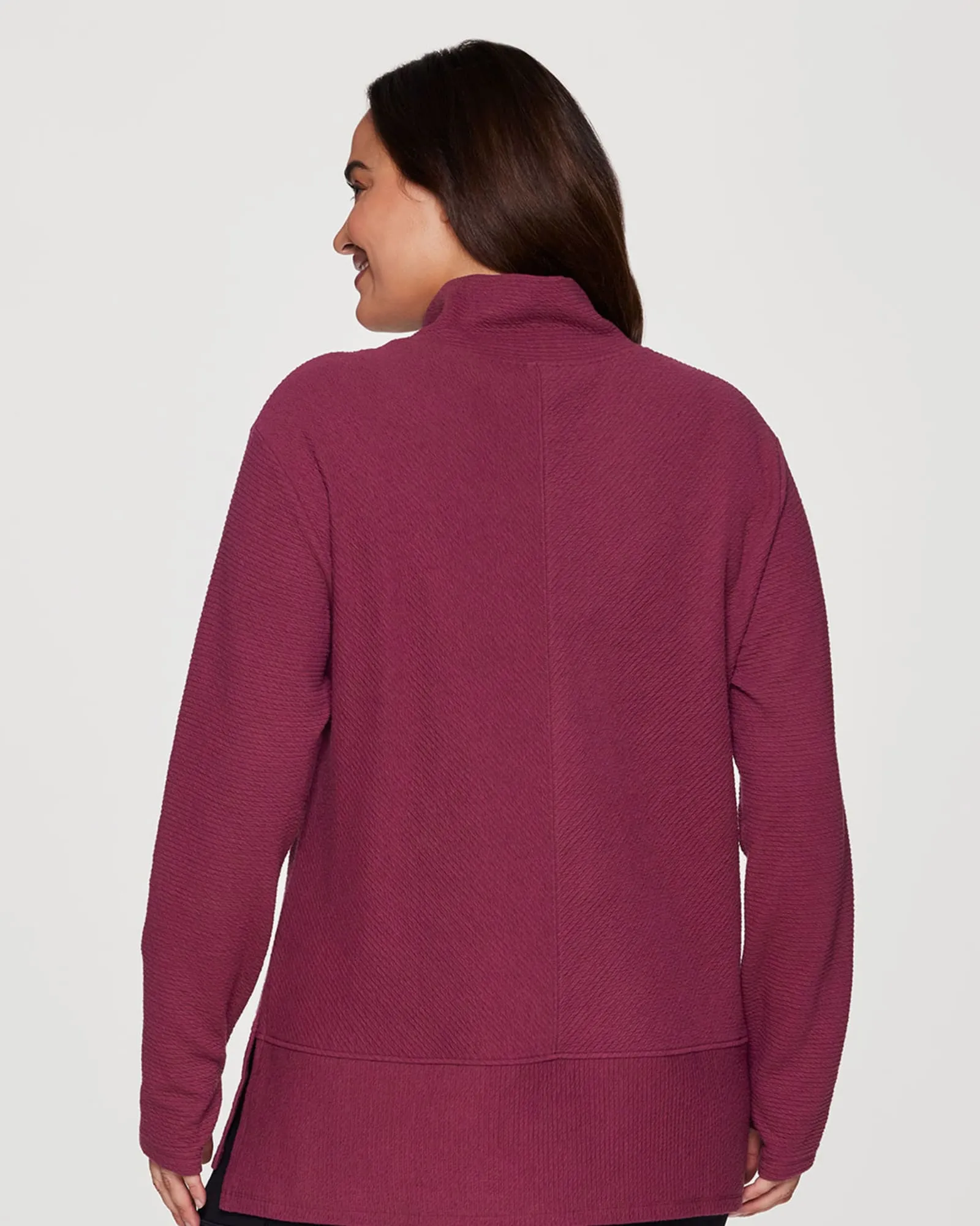 Plus Studio Jacquard Mock Neck Pullover | Mulberry