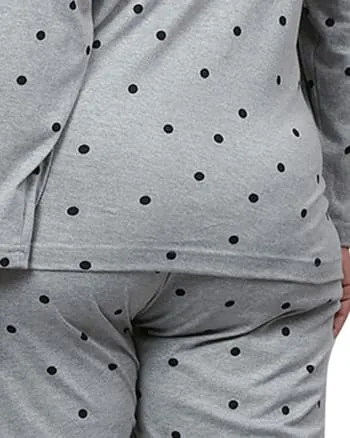 Polka Dots Nightsuit | Light Grey