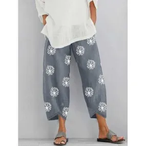 Printed Elastic Waist Pants