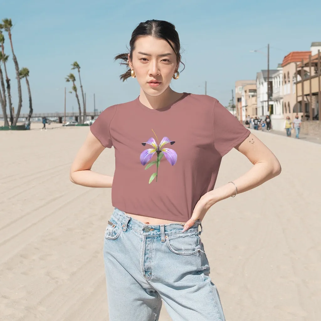 Purple Flower Women's Flowy Cropped Tee