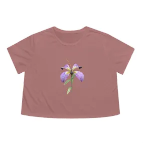 Purple Flower Women's Flowy Cropped Tee