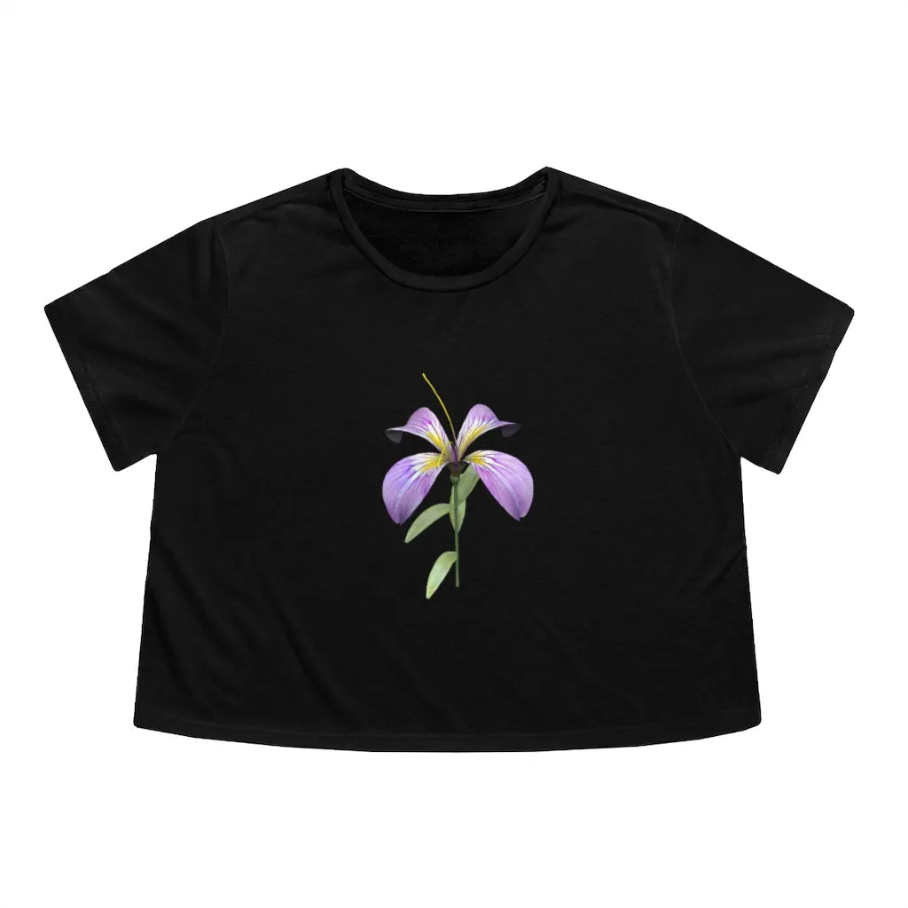 Purple Flower Women's Flowy Cropped Tee