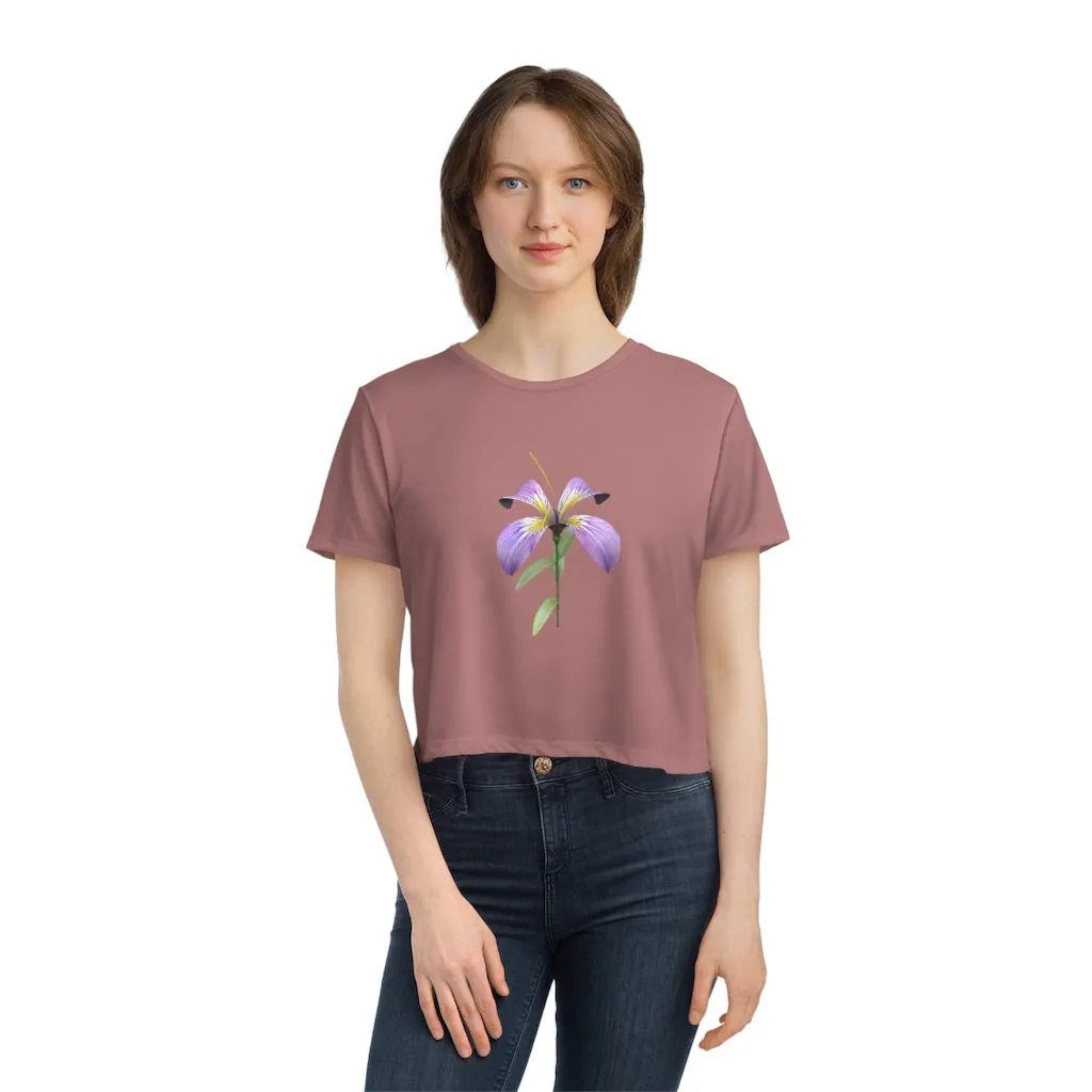 Purple Flower Women's Flowy Cropped Tee