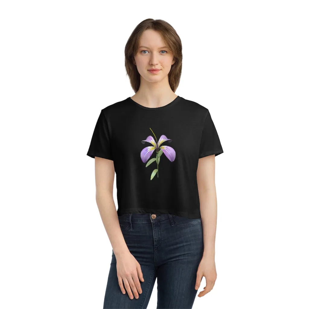 Purple Flower Women's Flowy Cropped Tee