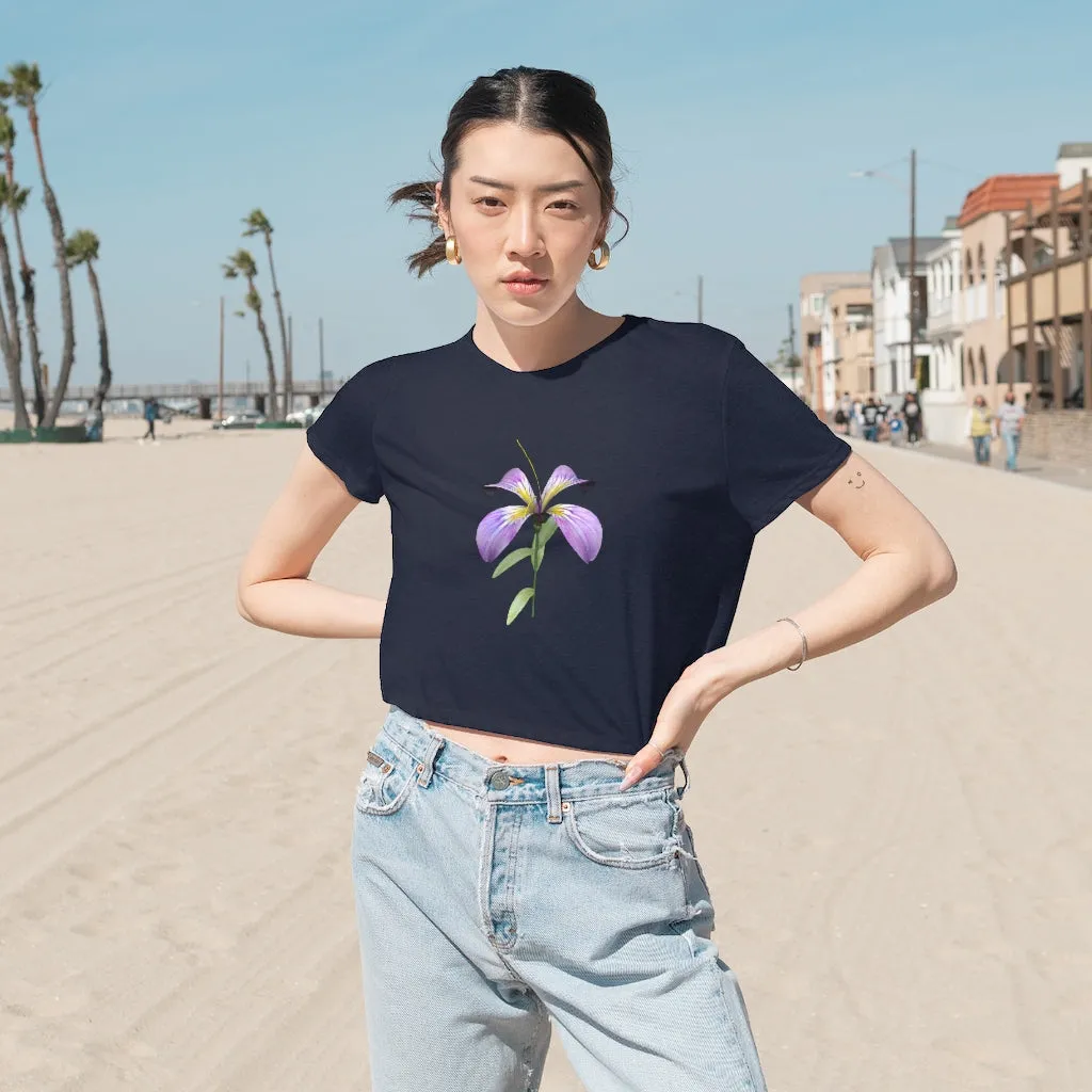 Purple Flower Women's Flowy Cropped Tee