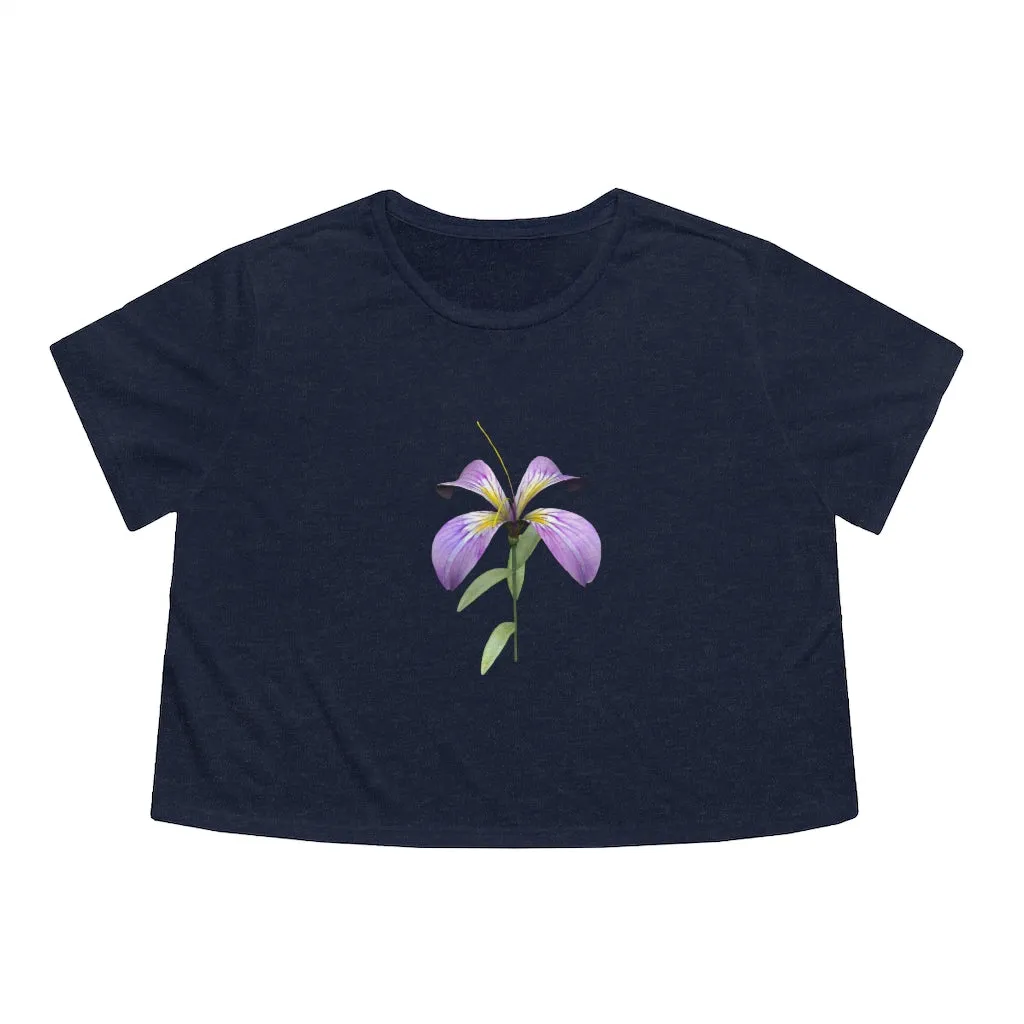 Purple Flower Women's Flowy Cropped Tee