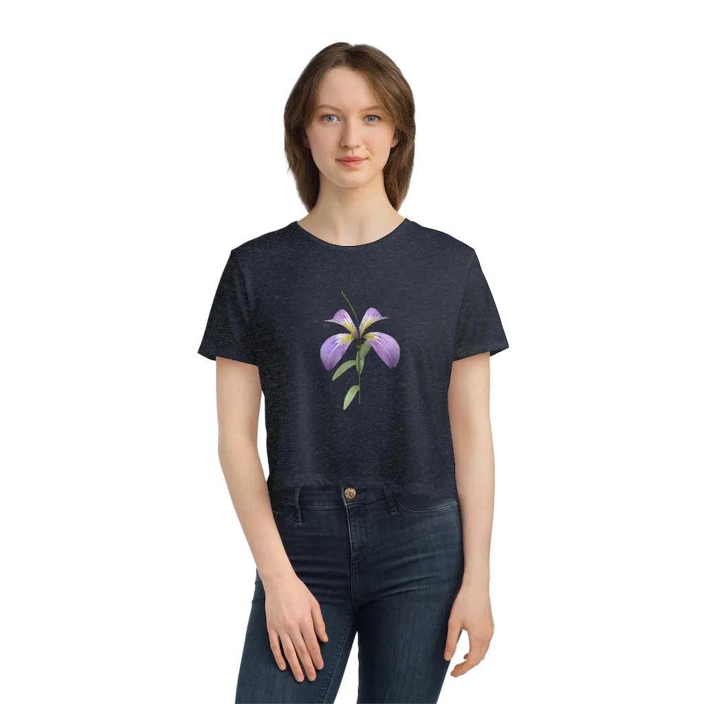 Purple Flower Women's Flowy Cropped Tee