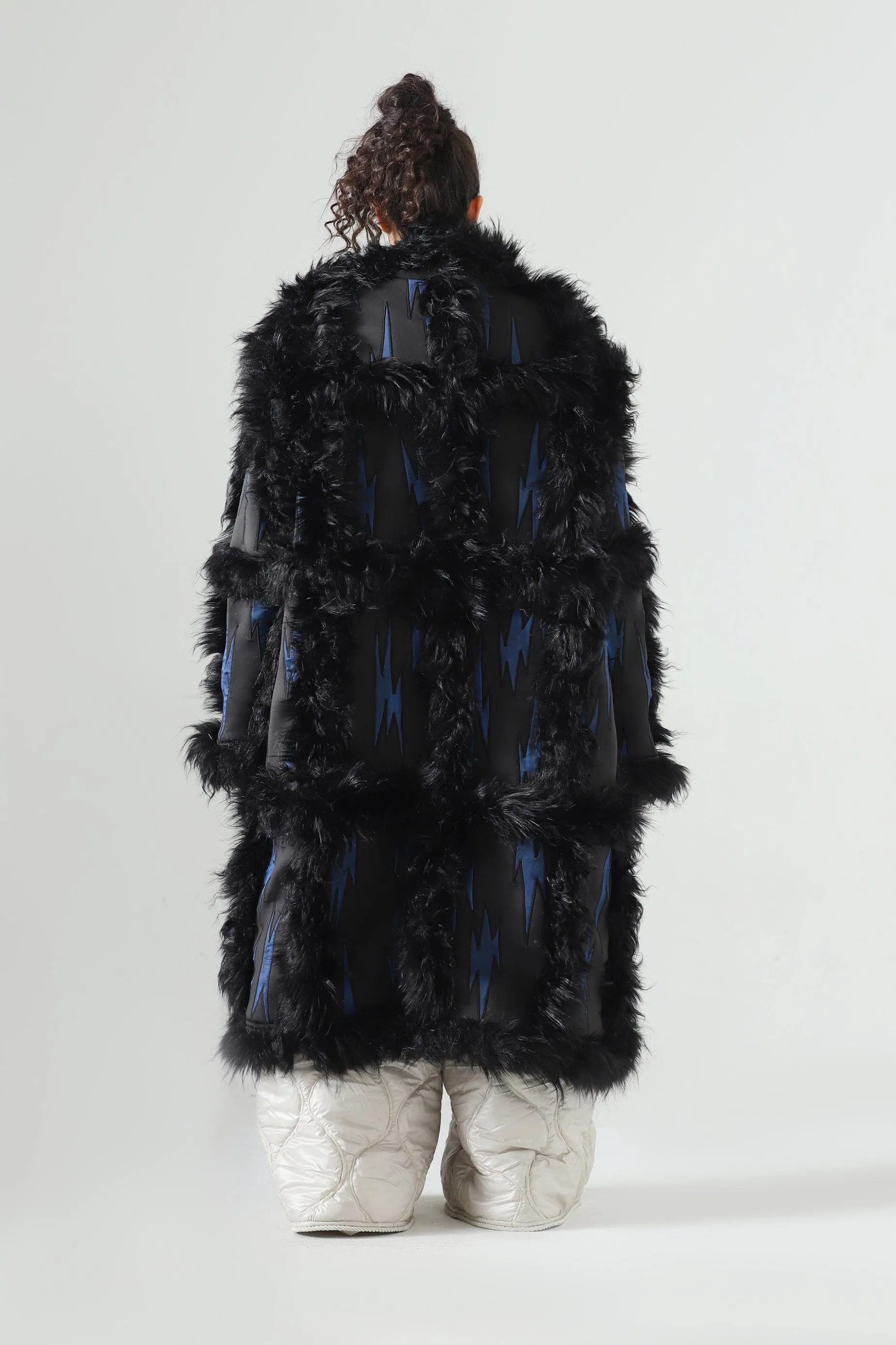 "BLUE NIGHT" FAUX FUR LONG COAT